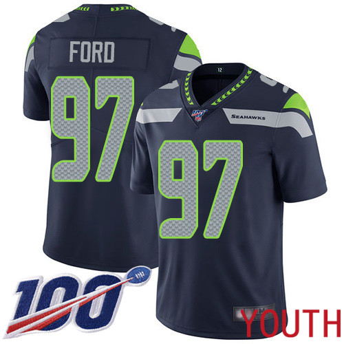 Seattle Seahawks Limited Navy Blue Youth Poona Ford Home Jersey NFL Football #97 100th Season Vapor Untouchable->youth nfl jersey->Youth Jersey